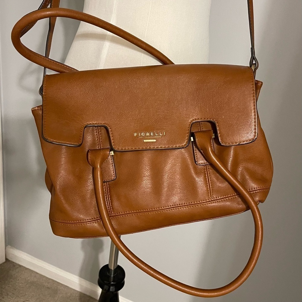 FIORELLI Vegan Leather Flap Satchel Crossbody EUC